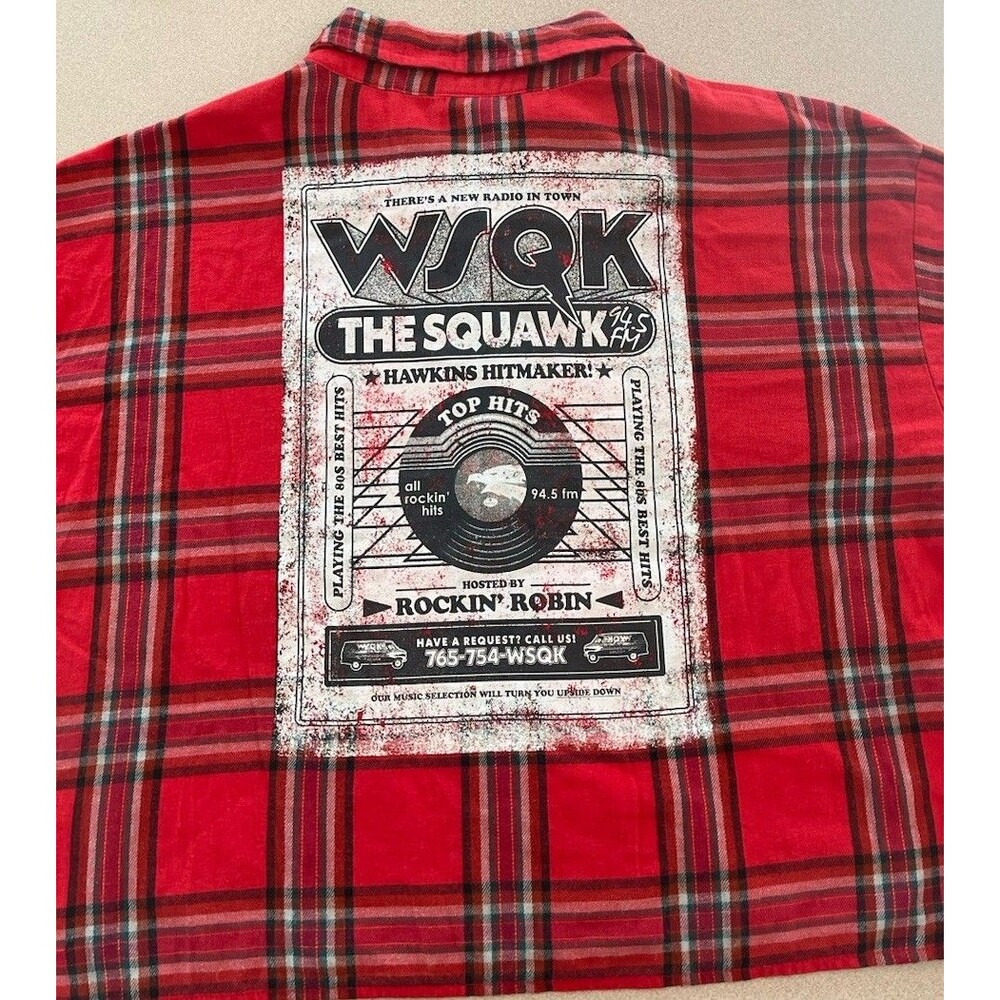 No Boundaries Stranger Things Long Sleeve Cropped Graphic Flannel NWT Sz XL